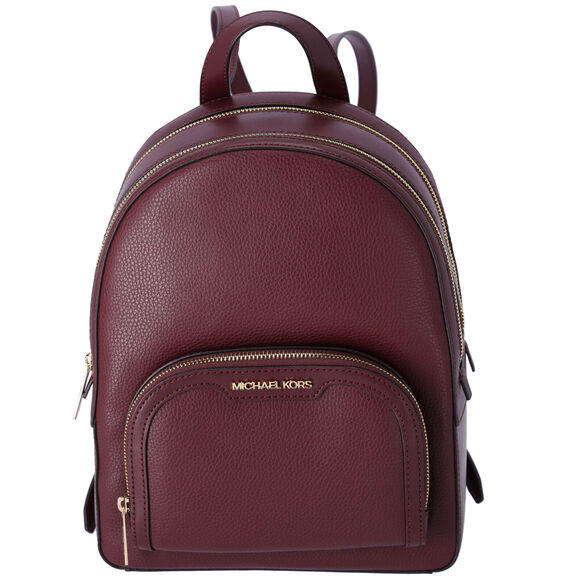 Michael Kors Jaycee Medium Leather Zip Pocket Backpack Oxblood - Picture 1 of 4